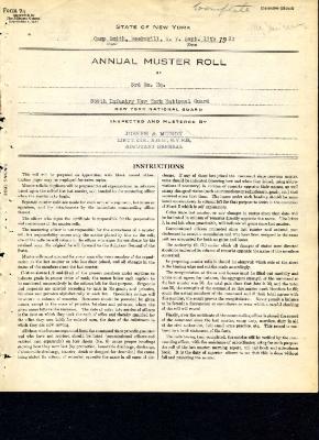 Annual Muster Roll of 3rd Battalion Headquarters, 369th Infantry