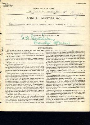 Annual Muster Roll of 3rd Battalion Headquarters Company, 369th Infantry