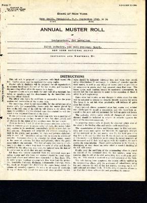 Annual Muster Roll of 3rd Battalion Headquarters, 369th Infantry