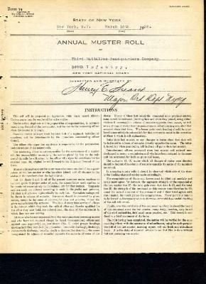 Annual Muster Roll of 3rd Battalion Headquarters Company, 369th Infantry