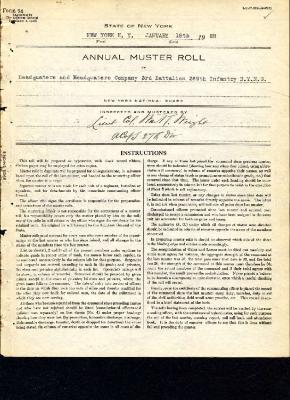 Annual Muster Roll of Headquarters and Headquarters Company 3rd Battalion, 369th Infantry