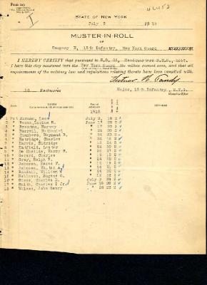 Muster in Roll of Company E, 15th Infantry