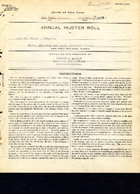 Annual Muster Roll of 3rd Battalion Headquarters Company, 369th Infantry