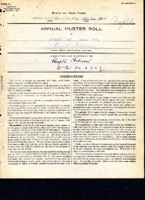 Annual Muster Roll of Company I, 369th Infantry