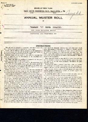 Annual Muster Roll of Company I, 369th Infantry