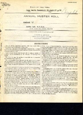 Annual Muster Roll of Company I, 369th Infantry