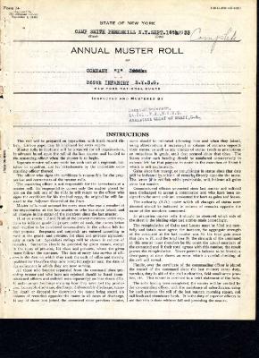 Annual Muster Roll of Company I, 369th Infantry