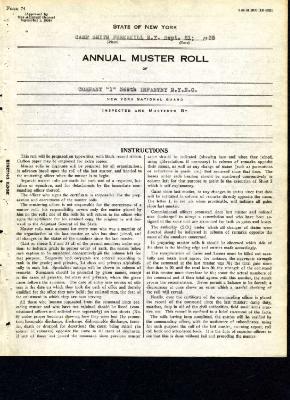 Annual Muster Roll of Company I, 369th Infantry