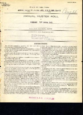 Annual Muster Roll of Company I, 369th Infantry