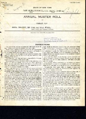 Annual Muster Roll of Company K, 369th Infantry