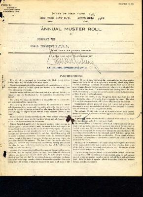 Annual Muster Roll of Company K, 369th Infantry