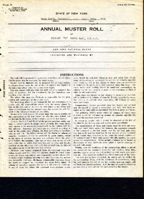 Annual Muster Roll of Company K, 369th Infantry