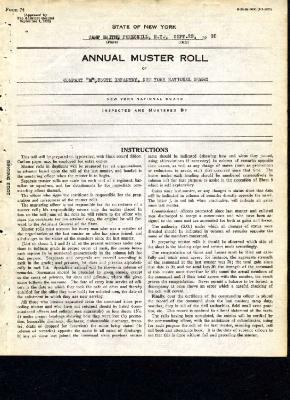 Annual Muster Roll of Company M, 369th Infantry