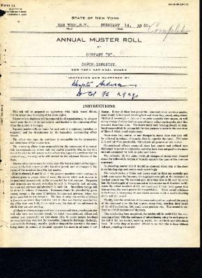 Annual Muster Roll of Company M, 369th Infantry