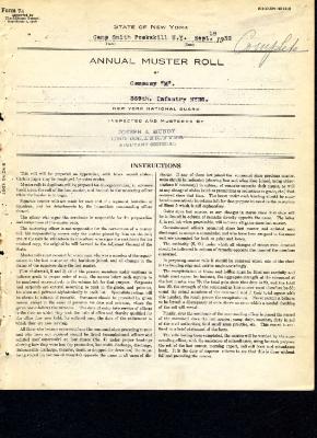 Annual Muster Roll of Company M, 369th Infantry