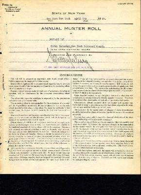 Annual Muster Roll of Company M, 369th Infantry