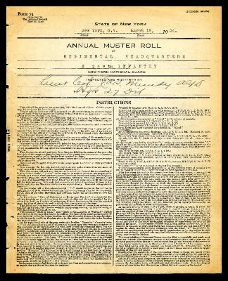 Annual muster roll of regimental headquarters, 369th Infantry