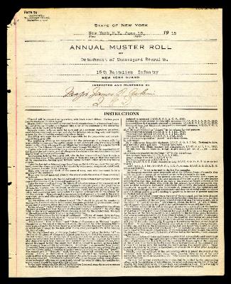 Annual muster roll of detachment of unassigned recruits, 15th Battalion Infantry