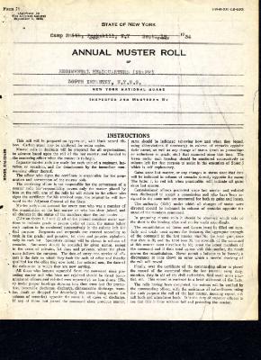 Annual muster roll of regimental headquarters (staff), 369th Infantry