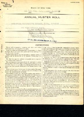 Annual muster roll of regimental headquarters company, 369th Infantry