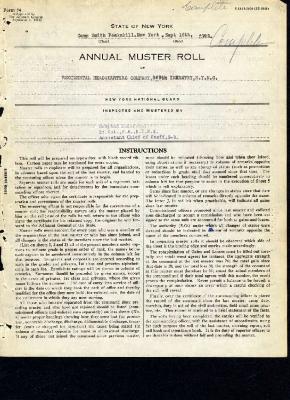 Annual muster roll of regimental headquarters company, 369th Infantry