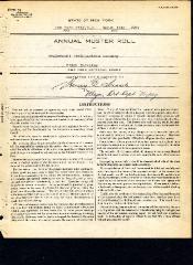 Annual muster roll of regimental headquarters company, 369th Infantry