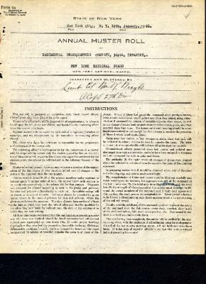 Annual muster roll of regimental headquarters company, 369th Infantry