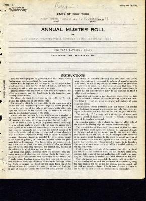 Annual muster roll of regimental headquarters company, 369th Infantry