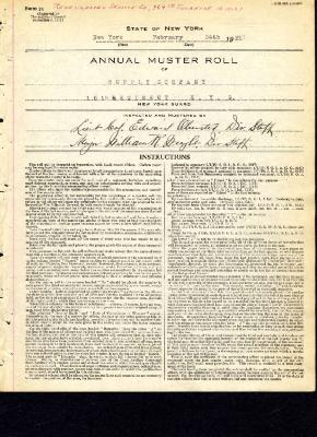 Annual muster roll of supply company, 15th Regiment