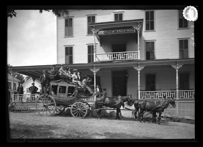 Horse Drawn Stage in Front of Wells House