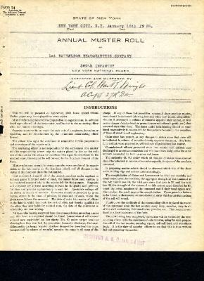 Annual muster roll of 1st Battalion Headquarters Company 369th Infantry