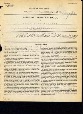 Annual muster roll of medical detachment, 369th Infantry