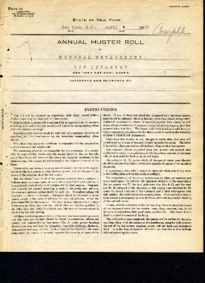 Annual muster roll of medical detachment, 369th Infantry