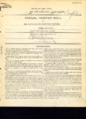 Annual muster roll of 1st Battalion Headquarters Company 369th Infantry