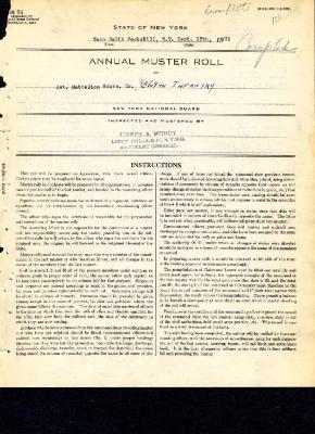 Annual muster roll of 1st Battalion Headquarters Company 369th Infantry