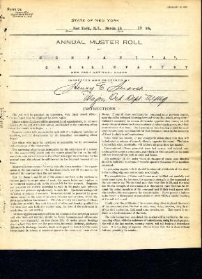 Annual Muster Roll of Company A, 369th Infantry