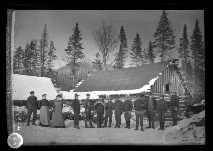 Logging Crew in Wilson's Camp on Shore of Elen Lake, Hamilton, Co., N.Y.