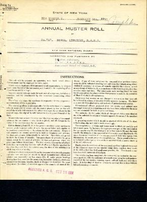 Annual Muster Roll of Company A, 369th Infantry