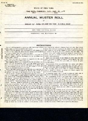 Annual Muster Roll of Company A, 369th Infantry