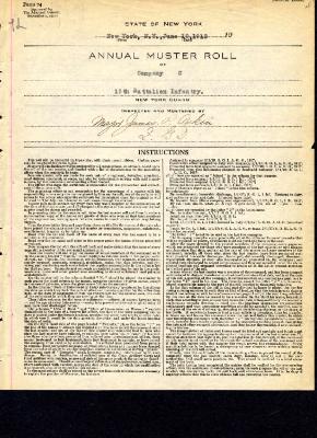 Annual Muster Roll of Company C, 15th Battalion Infantry