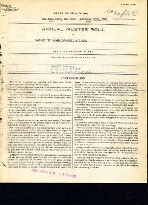 Annual Muster Roll of Company D, 369th Infantry