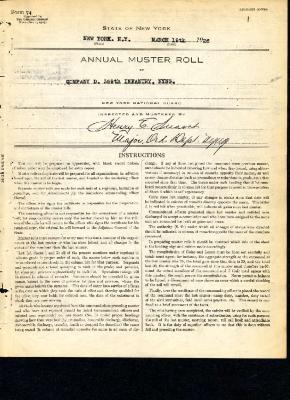 Annual Muster Roll of Company D, 369th Infantry