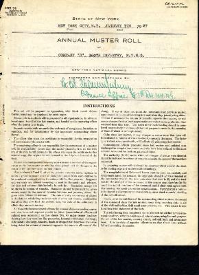 Annual Muster Roll of Company D, 369th Infantry