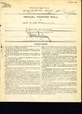 Annual Muster Roll of Company D, 369th Infantry