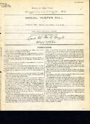 Annual Muster Roll of Company D, 369th Infantry