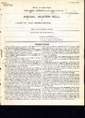 Annual Muster Roll of Company D, 369th Infantry