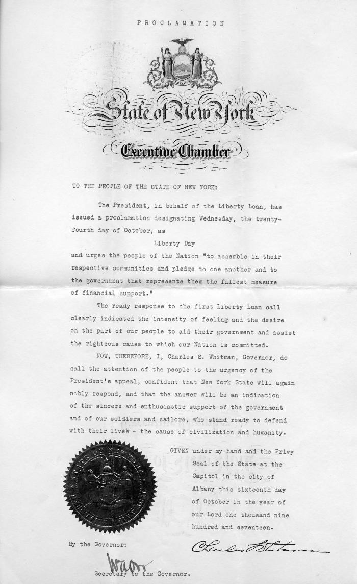 World War I - Liberty Day Proclamation