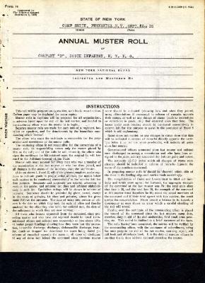 Annual Muster Roll of Company D, 369th Infantry