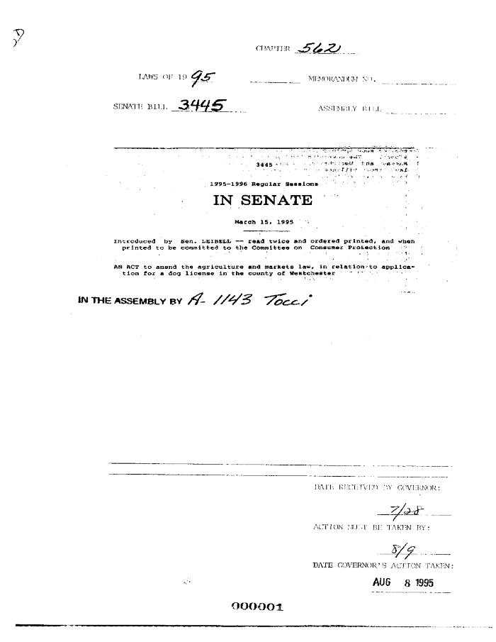 NYS Bill and Veto Jackets: 1995, Chapter 562
