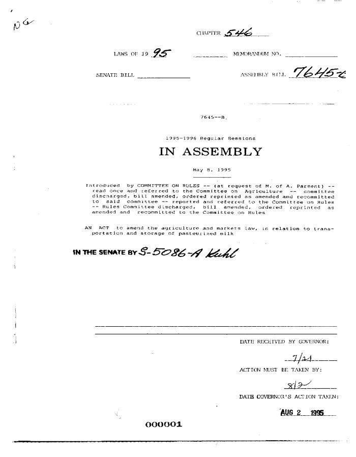 NYS Bill and Veto Jackets: 1995, Chapter 546